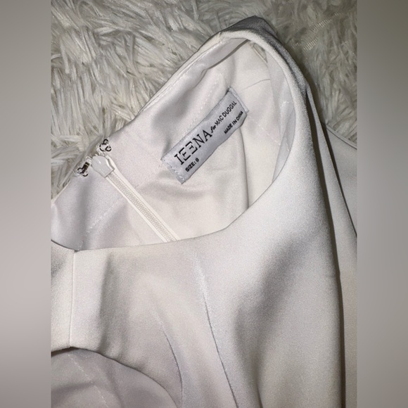 NEW Mac Duggal Feather Hem High Neck A-Line White Sleeveless mini Dress SZ 8 - Picture 4 of 7